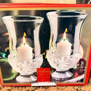 Gorham Crystal Candle Holders with Floral Design